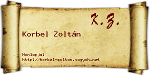 Korbel Zoltán névjegykártya